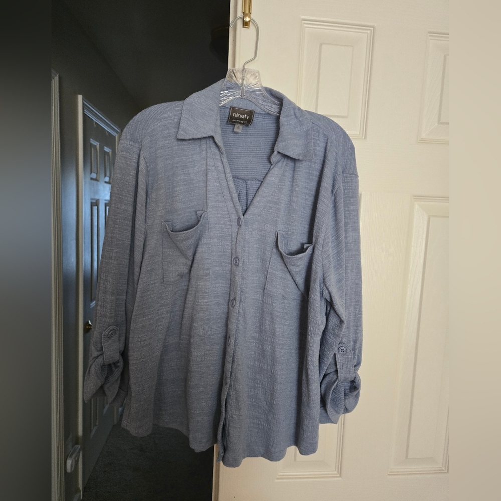Flowy Super Soft Blue Button Down Shirt
22-07